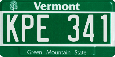 VT license plate KPE341