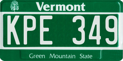 VT license plate KPE349