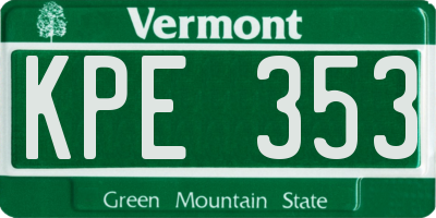 VT license plate KPE353