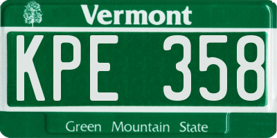 VT license plate KPE358