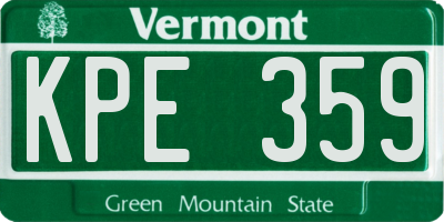 VT license plate KPE359