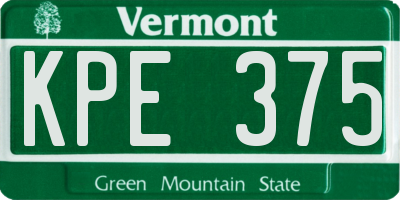 VT license plate KPE375