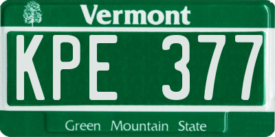 VT license plate KPE377