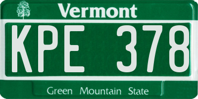 VT license plate KPE378