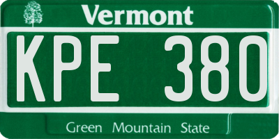 VT license plate KPE380