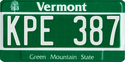 VT license plate KPE387