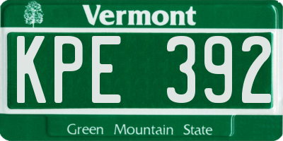 VT license plate KPE392