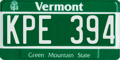 VT license plate KPE394