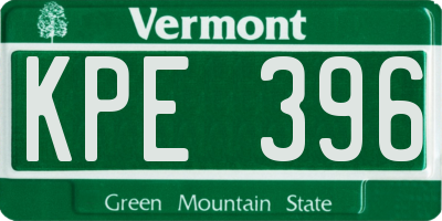 VT license plate KPE396