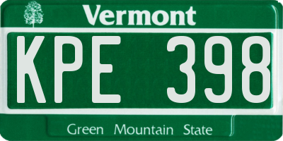 VT license plate KPE398