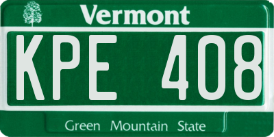 VT license plate KPE408