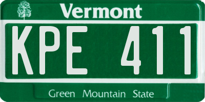 VT license plate KPE411
