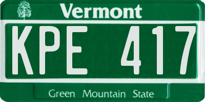 VT license plate KPE417