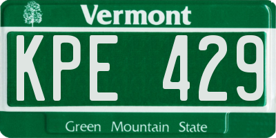 VT license plate KPE429