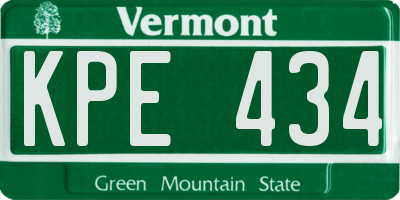 VT license plate KPE434