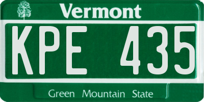 VT license plate KPE435
