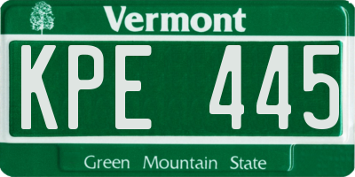 VT license plate KPE445
