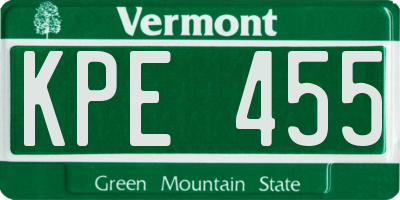 VT license plate KPE455