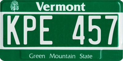 VT license plate KPE457