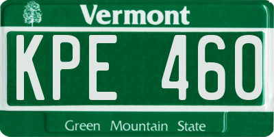 VT license plate KPE460