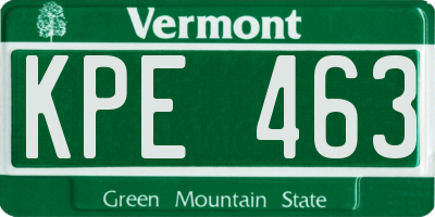 VT license plate KPE463