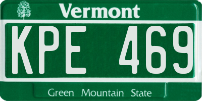VT license plate KPE469