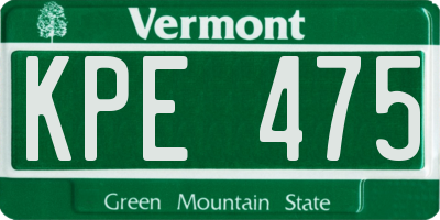 VT license plate KPE475