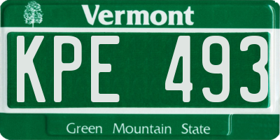VT license plate KPE493