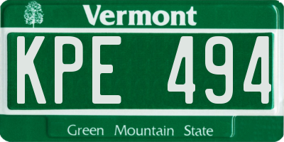 VT license plate KPE494