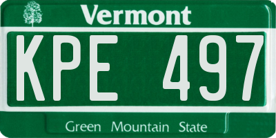 VT license plate KPE497
