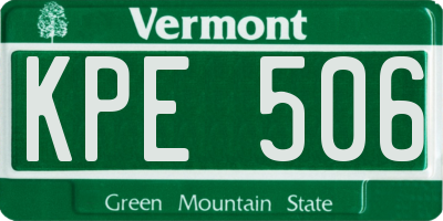VT license plate KPE506