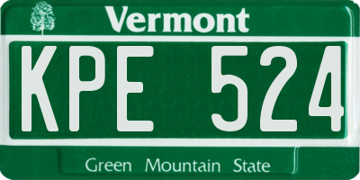 VT license plate KPE524