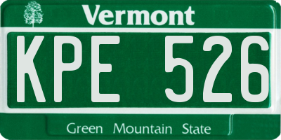 VT license plate KPE526