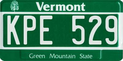VT license plate KPE529