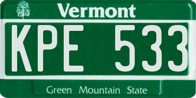 VT license plate KPE533