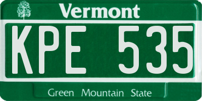 VT license plate KPE535