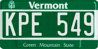 VT license plate KPE549