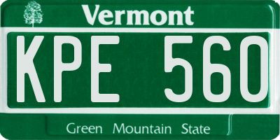 VT license plate KPE560