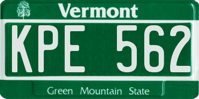 VT license plate KPE562