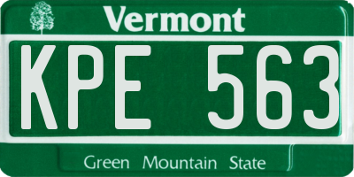 VT license plate KPE563