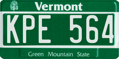 VT license plate KPE564