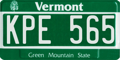 VT license plate KPE565