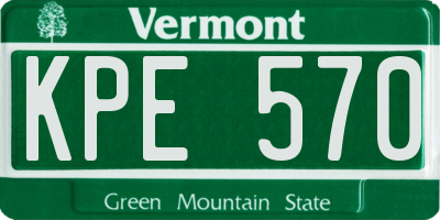 VT license plate KPE570