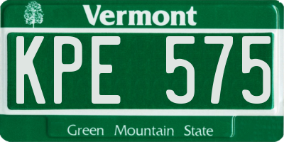 VT license plate KPE575