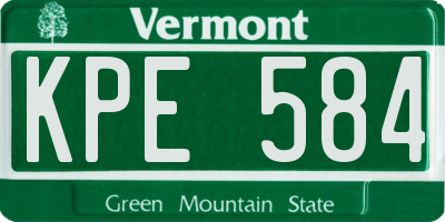 VT license plate KPE584