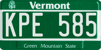 VT license plate KPE585