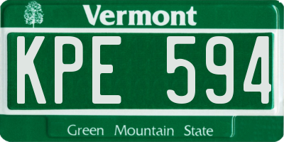 VT license plate KPE594