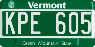 VT license plate KPE605