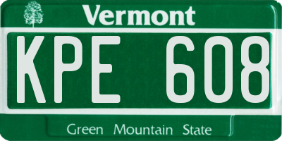 VT license plate KPE608