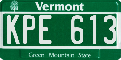 VT license plate KPE613